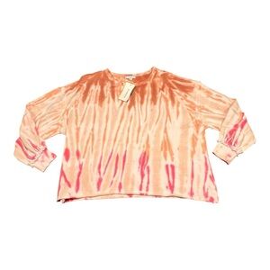 Z Supply EVEREVE NWT Rust/ Pink Sahara Tie-Dye Cropped Sweatshirt